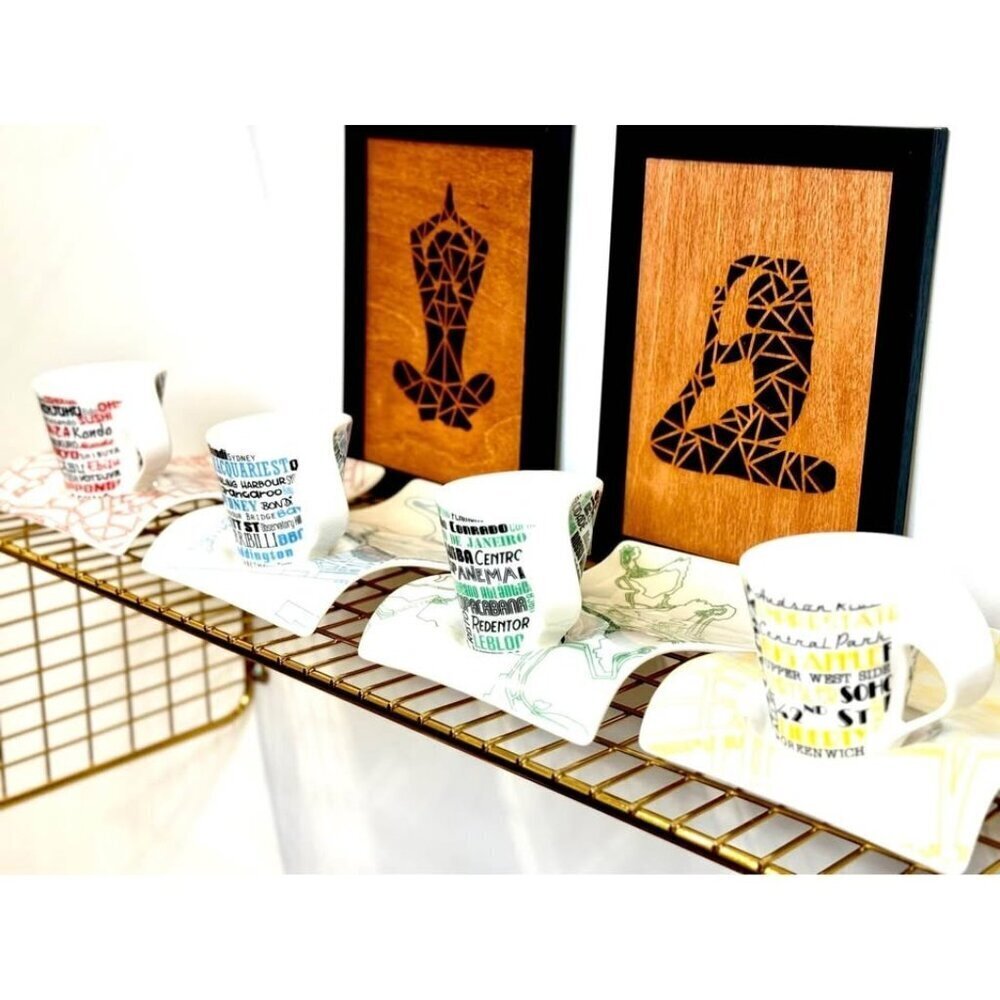 RARE Set of 4 Villeroy & Boch New Wave Cities Espresso Cups & Plates Duos 2013